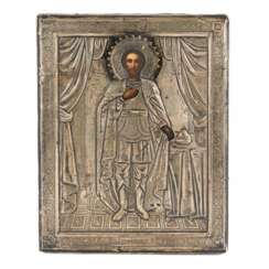 Icon of the Holy Blessed Prince Alexander Nevsky in a silver frame. The turn of the 19th-20th centuries. 