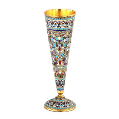 Coupe &agrave; champagne en email cloisonne en argent. Vassili Agafonov. Silver 84 Cloisonné enamel Neo-Russian Late 19th century - photo 1