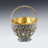 Sucrier russe en argent et email cloisonne. Silver 84 Cloisonné enamel Gilding Neo-Russian Early 20th century - photo 2