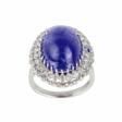 Bague en or blanc 18 carats avec tanzanite, taille cabochon et diamants non sertis. - Kauf mit einem Klick