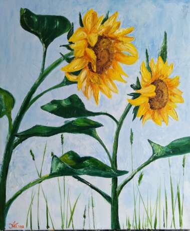 “Sunflowers” Canvas Oil paint Impressionist Landscape painting 2018 - photo 1