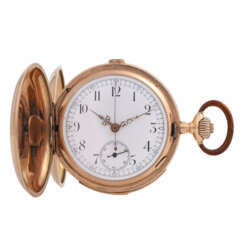 Taschenuhr mit Minutenrepetition u. Chronograph, um 1900.
