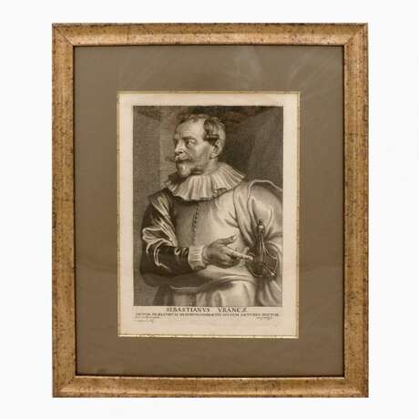 Portrait of the artist Sebastian Vranckx Engraving Baroque 19th century - photo 2