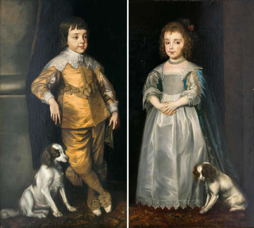 Paar Gegenstücke: Charles II. und seine Schwester Mary als Kinder - photo 1