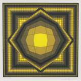 Geometrische Komposition in Gelb und Schwarz - Foto 1