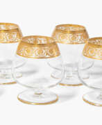 Geschirr und Serveware. St. Louis, 6 Cognacschwenker "Thistle Gold"