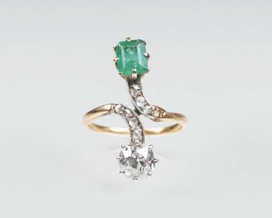Jugendstil Diamant-Smaragd-Ring - photo 1