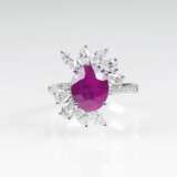 Diamant-Brillant-Ring mit natürlichem Rubin - Foto 1