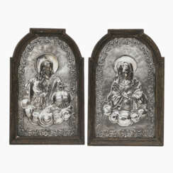 Two reliefs "Christ Pantocrator" and "Saint Mary"