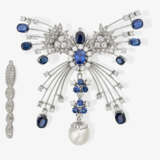 A unique transformable butterfly pendant decorated with brilliant-cut diamonds, sapphires and a South Sea cultured pearl - photo 1