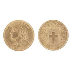 Gold coin 20 Swiss francs. 1947. 