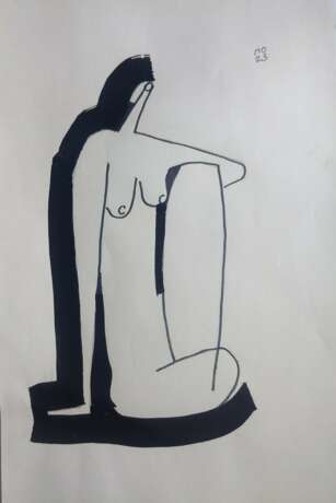 A sitting nude Paper Mixed media Cubism Nude art Ukraine 2023 - photo 1