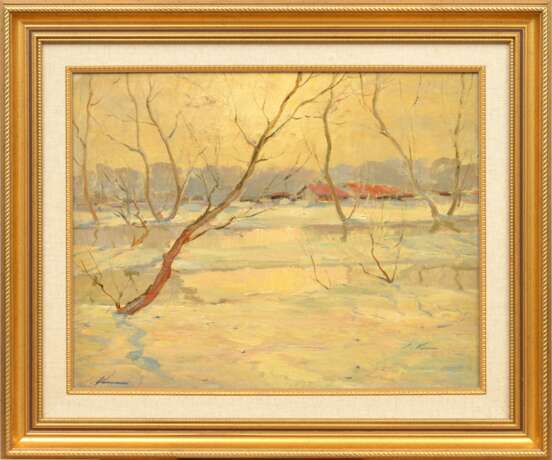 Oil painting Winter Day by Stanislavs Kreics Mid-20th century - photo 1