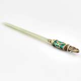 Faberge style horse head written knife Silver 88 guilloche enamel gilding 20th century - photo 5