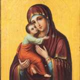 Icon of Our Lady of Vladimir at the turn of the 19th-20th centuries in an icon case. Wood gesso gilding tempera At the turn of 19th -20th century - photo 2