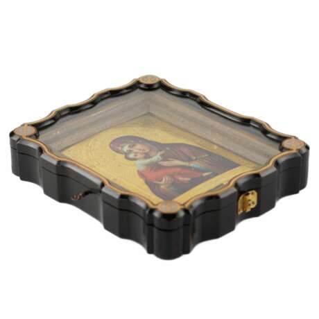 Icon of Our Lady of Vladimir at the turn of the 19th-20th centuries in an icon case. Wood gesso gilding tempera At the turn of 19th -20th century - photo 6