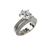 Bague double en argent avec zircons tailles en brillant. Silber 925 20th century - Foto 2