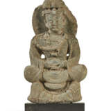 A GREEN SCHIST FIGURE OF A BODHISATTVA - photo 1