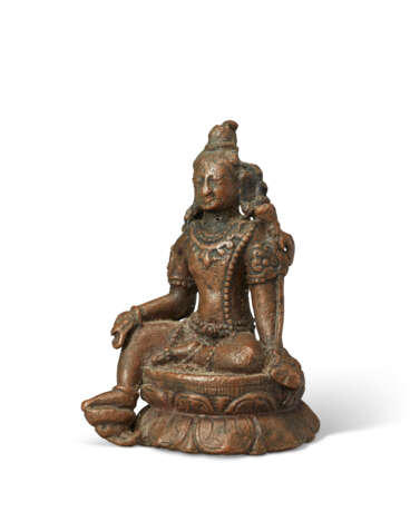 A RARE COPPER FIGURE OF MANJUSHRI - photo 2