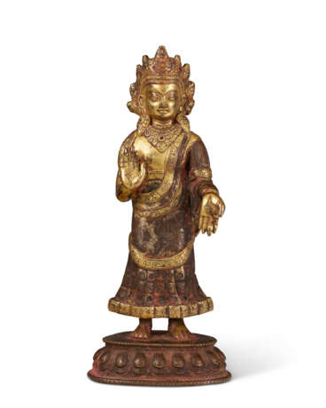 A GILT-BRONZE FIGURE OF DIPANKARA BUDDHA - Foto 1