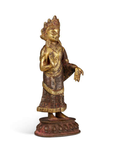 A GILT-BRONZE FIGURE OF DIPANKARA BUDDHA - Foto 2