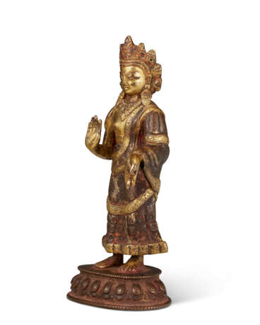 A GILT-BRONZE FIGURE OF DIPANKARA BUDDHA - photo 4