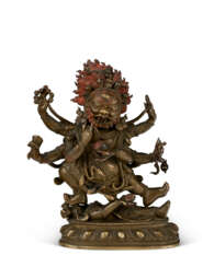 A BRONZE FIGURE OF SHADBUJA MAHAKALA