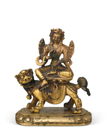 A SMALL GILT-BRONZE FIGURE OF MANJUSHRI - photo 1