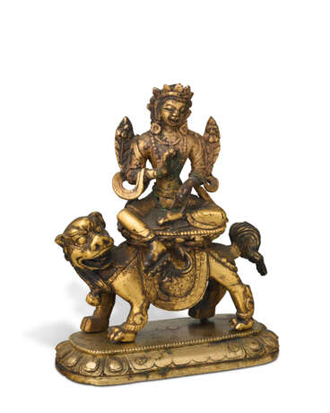 A SMALL GILT-BRONZE FIGURE OF MANJUSHRI - фото 4