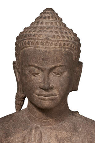 A GREY SANDSTONE BUST OF BUDDHA SHAKYAMUNI - Foto 7