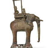 A BRONZE ELEPHANT WITH A MAHOUT AND DEITY - photo 2