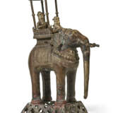 A BRONZE ELEPHANT WITH A MAHOUT AND DEITY - photo 3