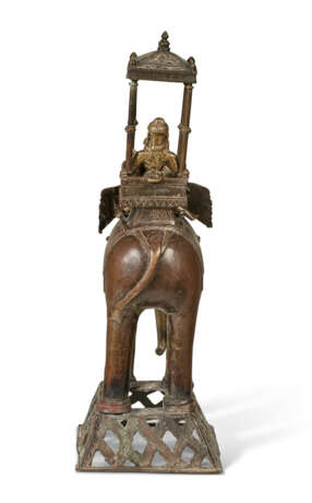 A BRONZE ELEPHANT WITH A MAHOUT AND DEITY - фото 5