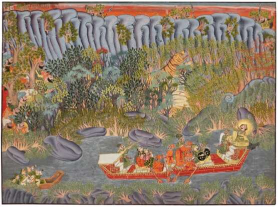 A PAINTING OF MAHARAO RAM SINGH II ON AN AQUATIC TIGER HUNT - photo 5