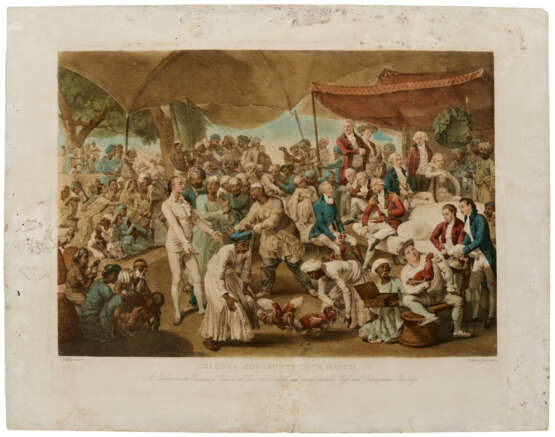 A HAND COLORED AQUATINT OF COLONEL MORDAUNT’S COCK MATCH - photo 2