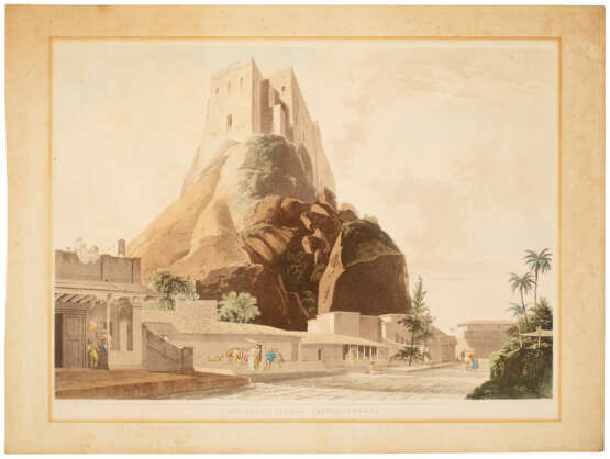 THREE LARGE HAND COLORED AQUATINTS: The Great Pagoda, Tritchinopoly (1797); The Writers’ Buildings, Calcutta (1798); The Baolee at Ramnagur (1803) - фото 2