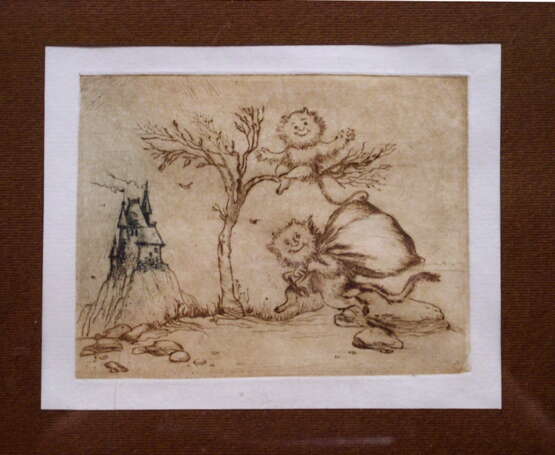 “The merry thief” Paper Engraving Mythological 2002 - photo 1