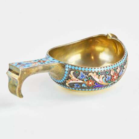 Russian silver kovsh Silver 84 Cloisonné enamel Gilding Neo-Russian At the turn of 19th -20th century - photo 4