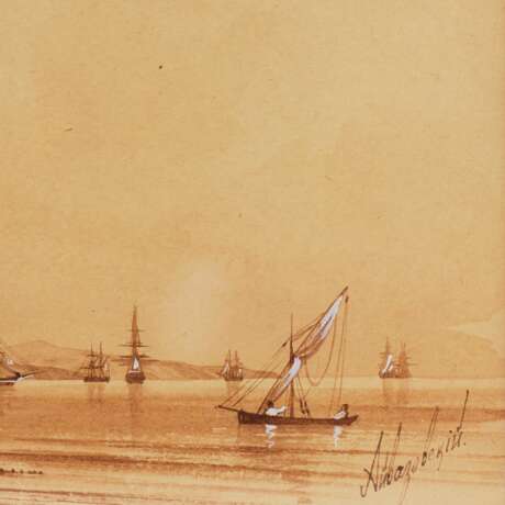 Ivan Aivazovsky. Aquarelle. Port de Crim&eacute;e. 1817-1900 Wash and watercolor on paper realism 19th century - Foto 3