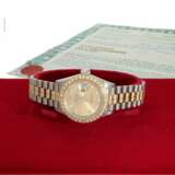 Armbanduhr: hochfeine vintage Luxusuhr, Rolex "Presidential 69179 Lady's" in 18K Tricolour mit Brillantbesatz, Top Zustand mit Box & Papieren von 1988 - фото 1