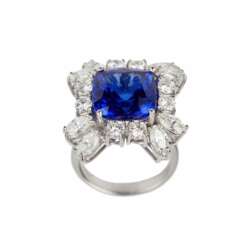 Bague en or avec tanzanite et diamants. 