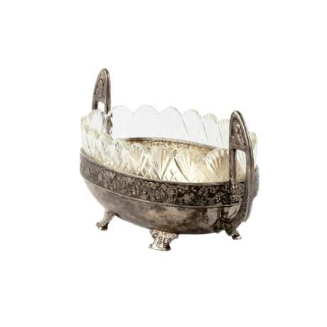 Silver candy bowl Rook. Moscow. 2nd artel. Silver 84 Crystal Early 20th century - photo 2