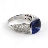 18K white gold ring with diamonds and tanzanite. Diamonds 21th century - photo 6