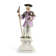 A MEISSEN PORCELAIN FIGURE OF A PILGRIM ON A PEDESTAL - Now at the auction