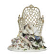 A MEISSEN PORCELAIN ARBOUR GROUP OF LOVERS WITH A PUG - Prix ​​des enchères