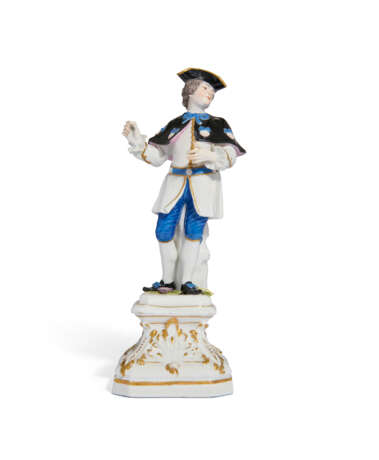 A MEISSEN PORCELAIN FIGURE OF A PILGRIM ON AN INTEGRAL PEDESTAL BASE - Foto 1