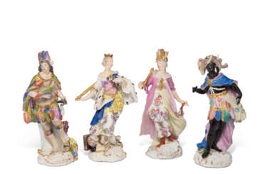 FOUR MEISSEN PORCELAIN ALLEGORICAL FIGURES EMBLEMATIC OF THE CONTINENTS