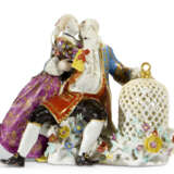 A MEISSEN PORCELAIN GROUP OF A PAIR OF LOVERS WITH A BIRD CAGE - фото 1