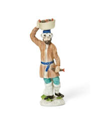 A MEISSEN PORCELAIN FIGURE OF A FISHMONGER FROM THE 'RUSSIAN PEASANTS' OR THE 'ST. PETERSBURG CRIERS' SERIES