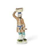 Rokoko. A MEISSEN PORCELAIN FIGURE OF A FISHMONGER FROM THE 'RUSSIAN PEASANTS' OR THE 'ST. PETERSBURG CRIERS' SERIES